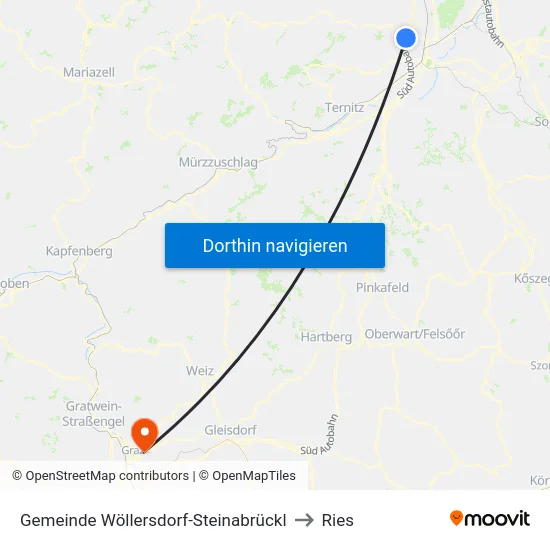 Gemeinde Wöllersdorf-Steinabrückl to Ries map