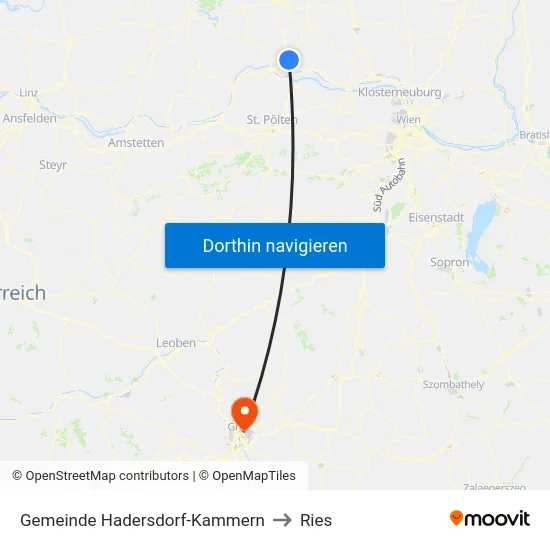 Gemeinde Hadersdorf-Kammern to Ries map