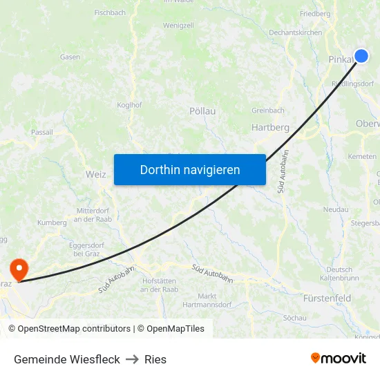 Gemeinde Wiesfleck to Ries map