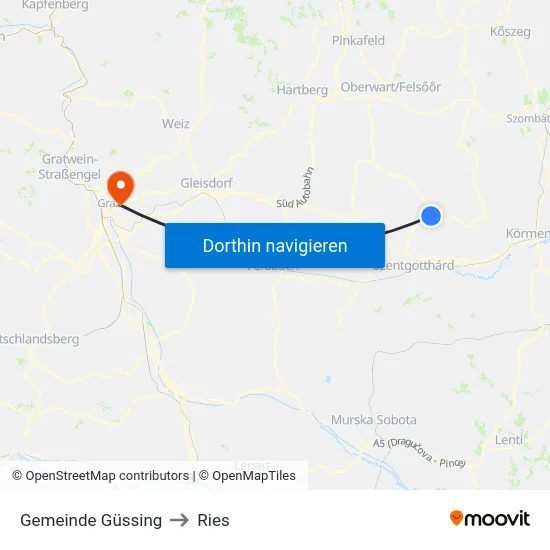 Gemeinde Güssing to Ries map