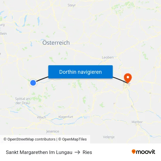 Sankt Margarethen Im Lungau to Ries map