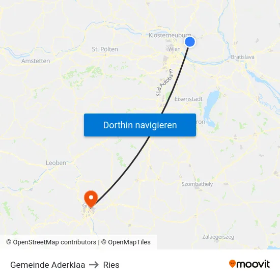 Gemeinde Aderklaa to Ries map