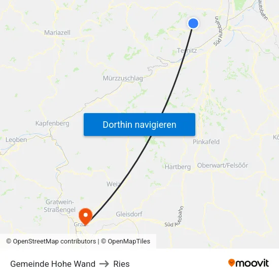 Gemeinde Hohe Wand to Ries map