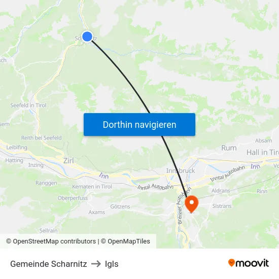 Gemeinde Scharnitz to Igls map