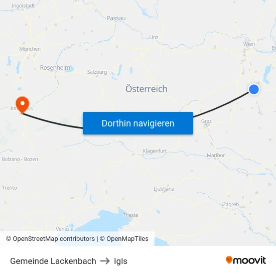 Gemeinde Lackenbach to Igls map