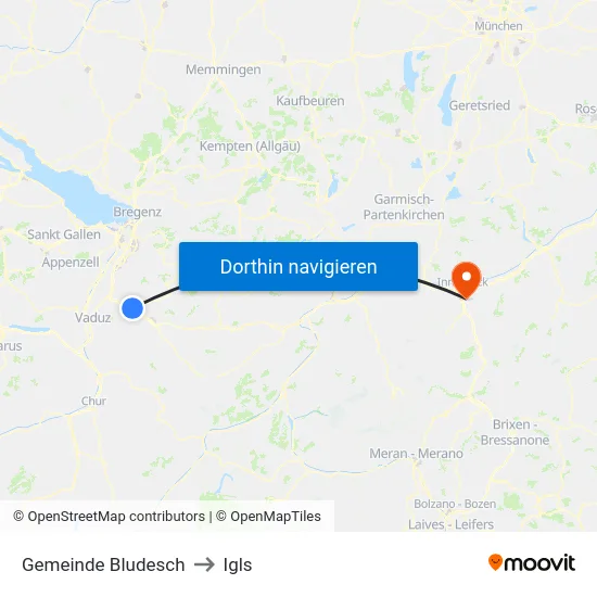 Gemeinde Bludesch to Igls map