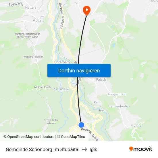 Gemeinde Schönberg Im Stubaital to Igls map