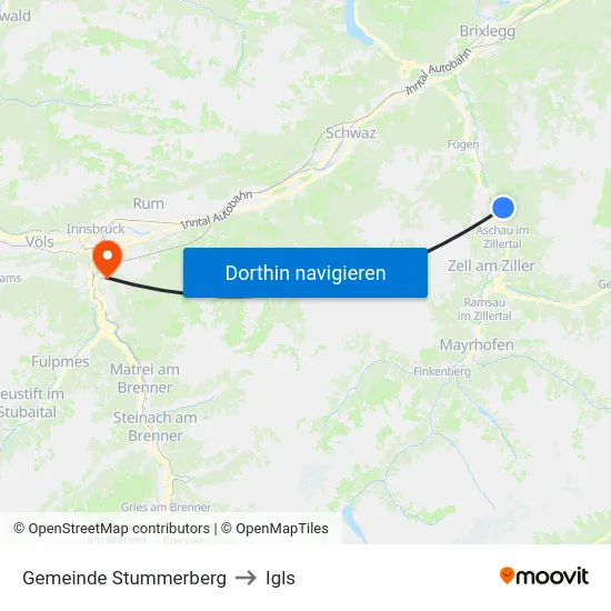 Gemeinde Stummerberg to Igls map