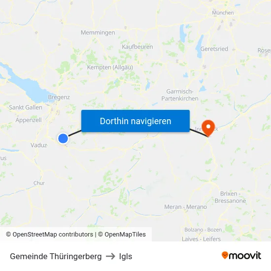 Gemeinde Thüringerberg to Igls map