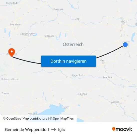 Gemeinde Weppersdorf to Igls map