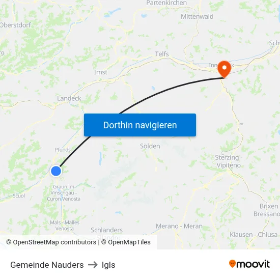 Gemeinde Nauders to Igls map