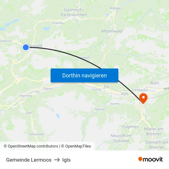 Gemeinde Lermoos to Igls map