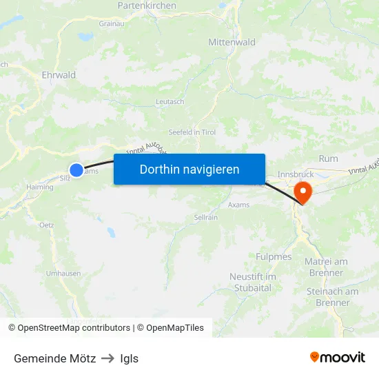 Gemeinde Mötz to Igls map
