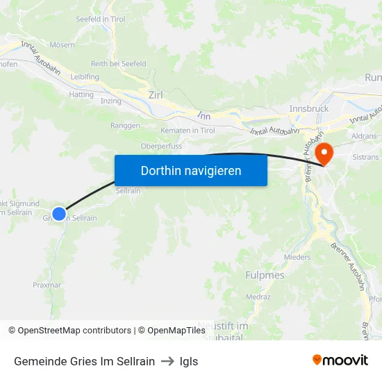 Gemeinde Gries Im Sellrain to Igls map