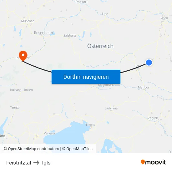 Feistritztal to Igls map
