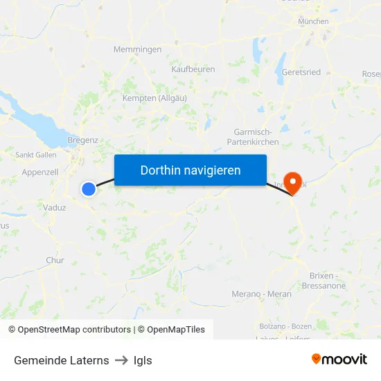 Gemeinde Laterns to Igls map