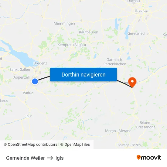 Gemeinde Weiler to Igls map