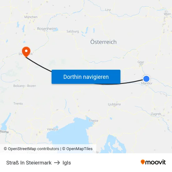 Straß In Steiermark to Igls map