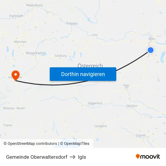 Gemeinde Oberwaltersdorf to Igls map