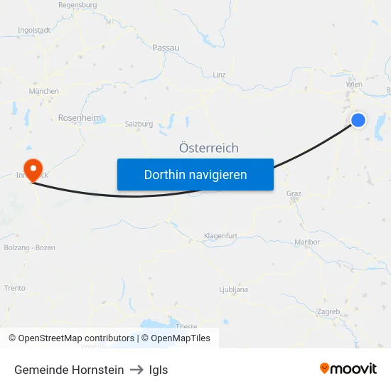 Gemeinde Hornstein to Igls map