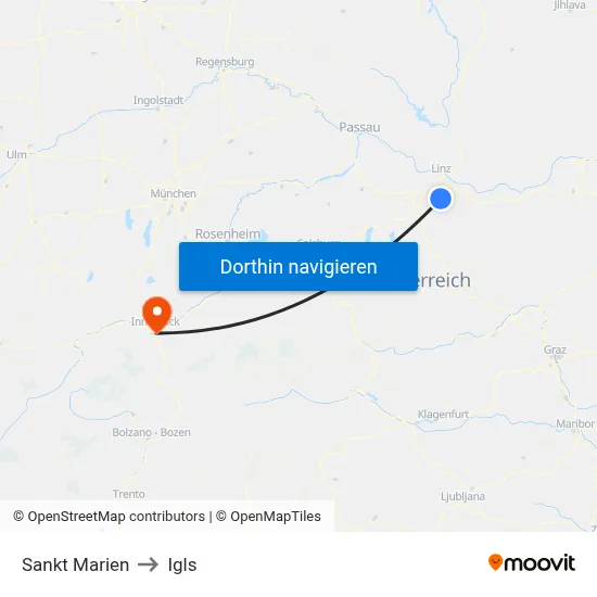 Sankt Marien to Igls map