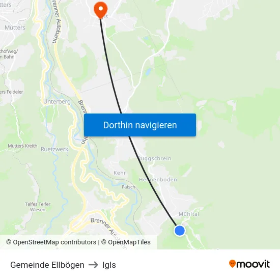 Gemeinde Ellbögen to Igls map