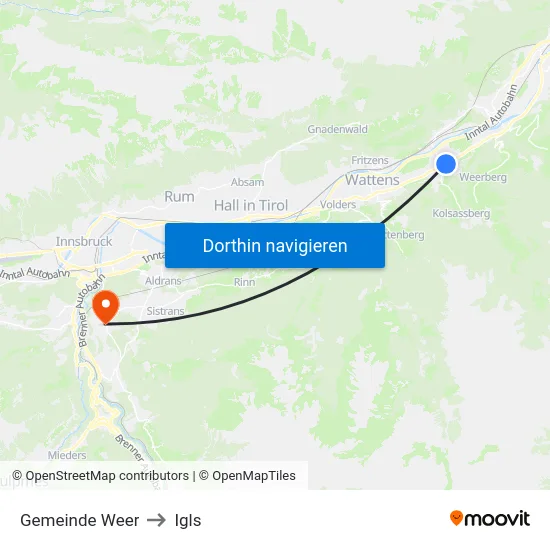 Gemeinde Weer to Igls map