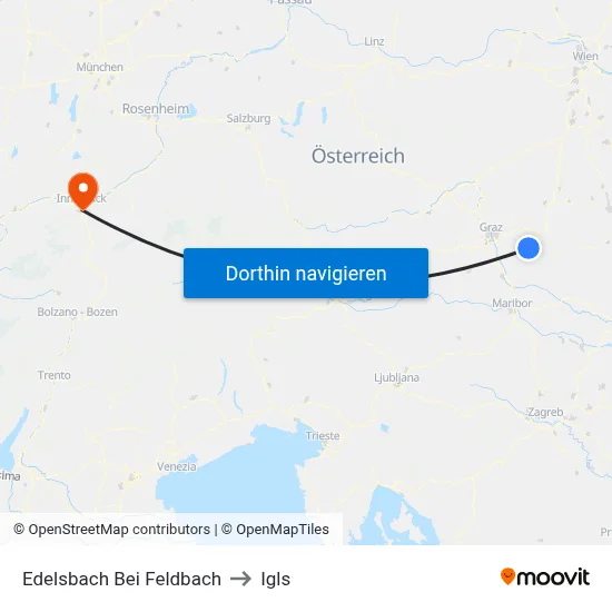 Edelsbach Bei Feldbach to Igls map