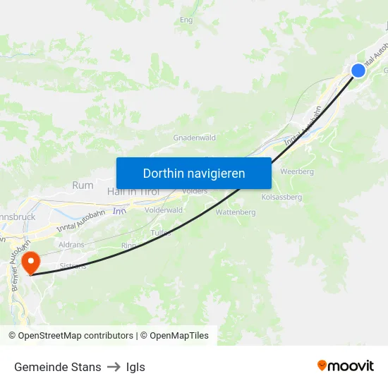 Gemeinde Stans to Igls map