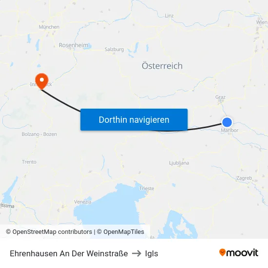 Ehrenhausen An Der Weinstraße to Igls map