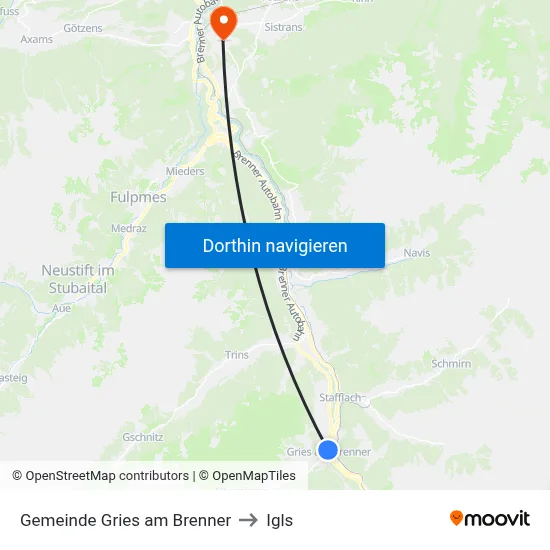 Gemeinde Gries am Brenner to Igls map