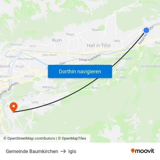 Gemeinde Baumkirchen to Igls map
