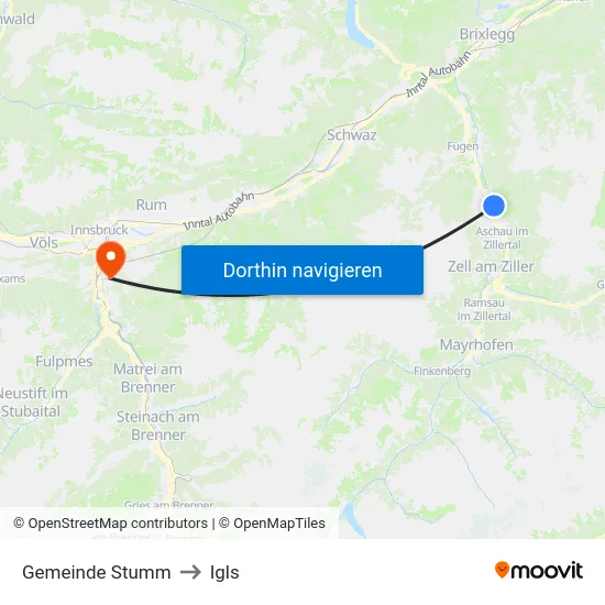 Gemeinde Stumm to Igls map