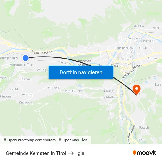 Gemeinde Kematen In Tirol to Igls map