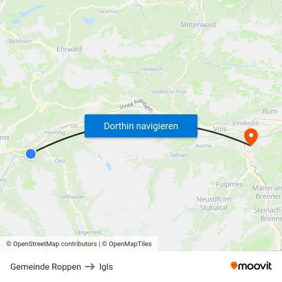 Gemeinde Roppen to Igls map