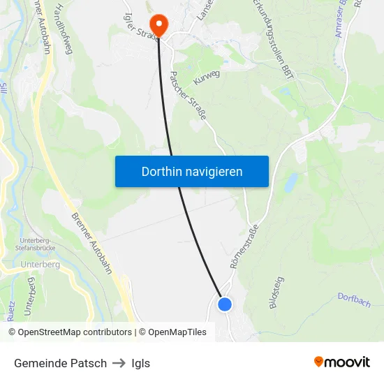 Gemeinde Patsch to Igls map