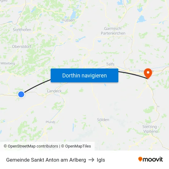 Gemeinde Sankt Anton am Arlberg to Igls map