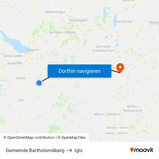 Gemeinde Bartholomäberg to Igls map