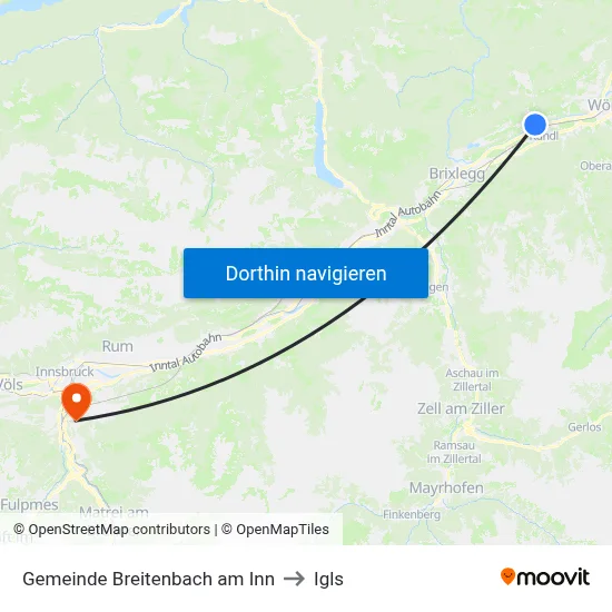 Gemeinde Breitenbach am Inn to Igls map
