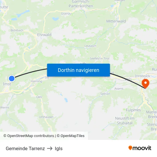 Gemeinde Tarrenz to Igls map