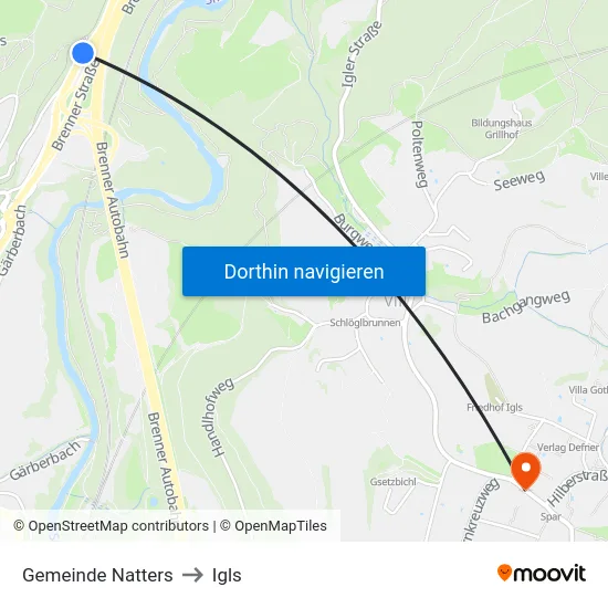 Gemeinde Natters to Igls map