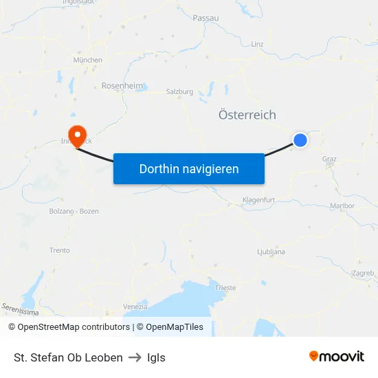 St. Stefan Ob Leoben to Igls map