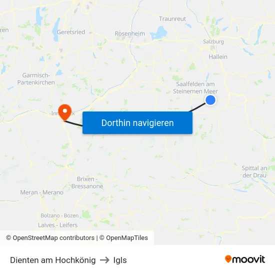 Dienten am Hochkönig to Igls map