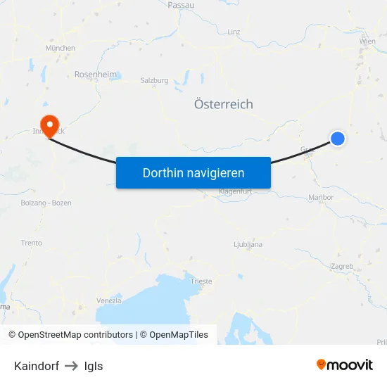 Kaindorf to Igls map