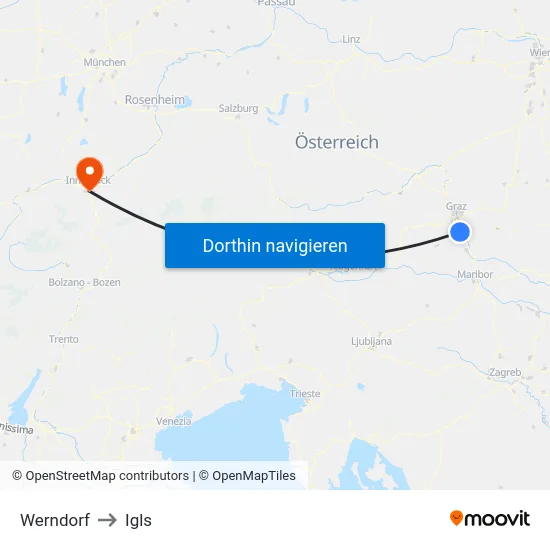 Werndorf to Igls map