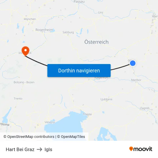 Hart Bei Graz to Igls map