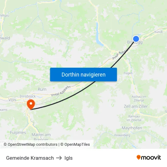 Gemeinde Kramsach to Igls map
