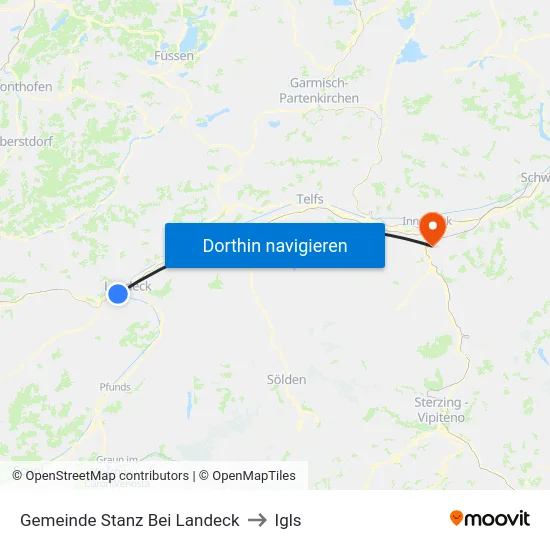 Gemeinde Stanz Bei Landeck to Igls map