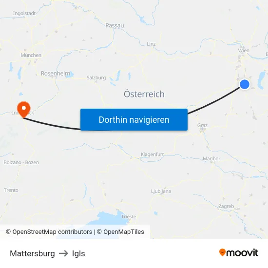 Mattersburg to Igls map