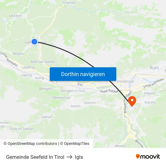 Gemeinde Seefeld In Tirol to Igls map